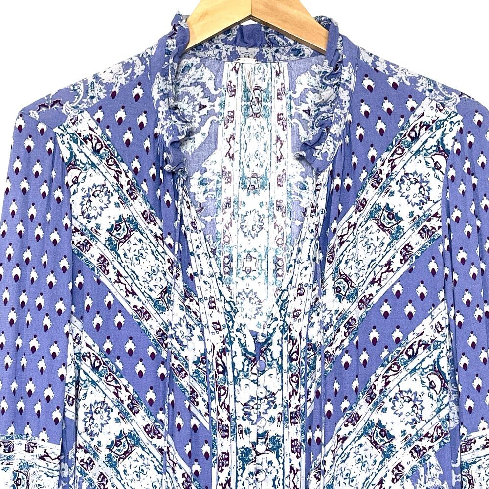 FREE PEOPLE Women’s Magic Mystery Bell Cuff Tunic Blue Multi Small - Picture 4 of 6